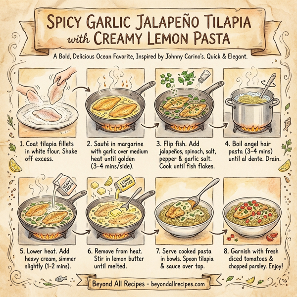 Spicy Garlic Jalapeño Tilapia with Creamy Lemon Pasta instructions
