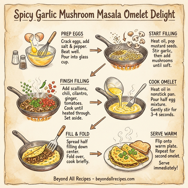 Spicy Garlic Mushroom Masala Omelet Delight instructions