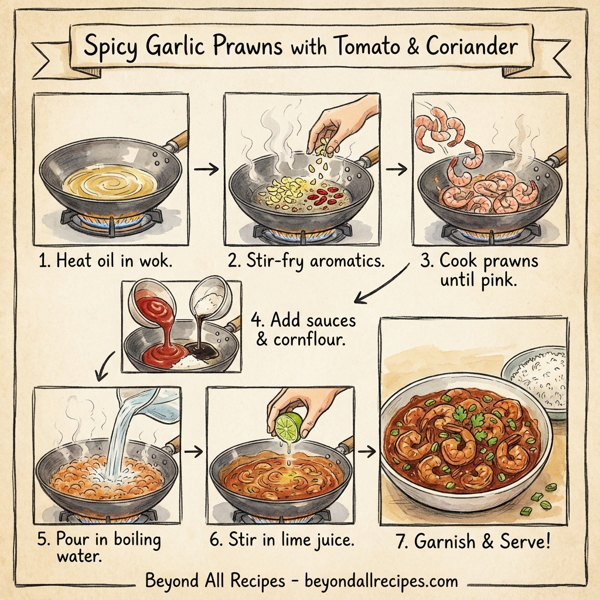 Spicy Garlic Prawns with Tomato and Coriander instructions