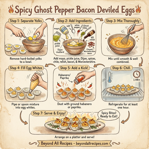 Spicy Ghost Pepper Bacon Deviled Eggs instructions