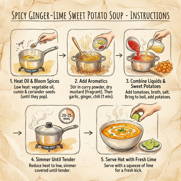 Spicy Ginger-Lime Sweet Potato Soup instructions