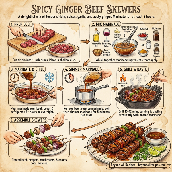Spicy Ginger Beef Skewers instructions