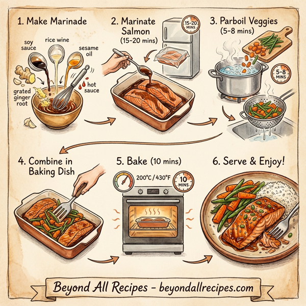 Spicy Ginger Garlic Glazed Salmon with Veggies instructions