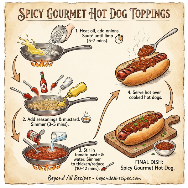 Spicy Gourmet Hot Dog Toppings instructions