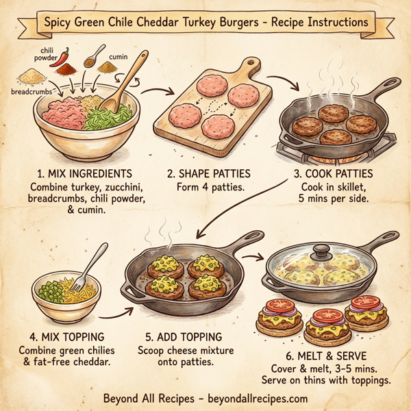 Spicy Green Chile Cheddar Turkey Burgers instructions