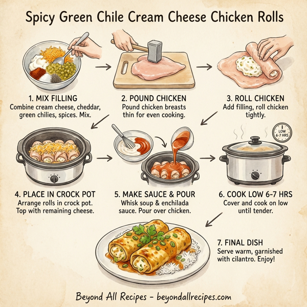 Spicy Green Chile Cream Cheese Chicken Rolls instructions