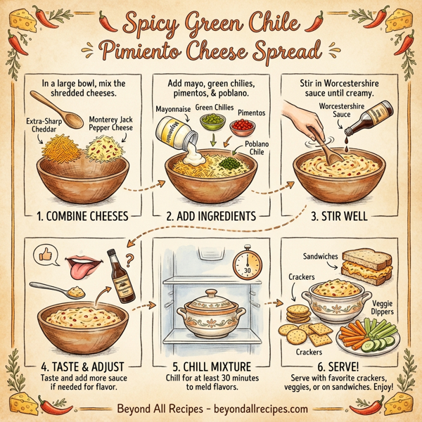 Spicy Green Chile Pimiento Cheese Spread instructions