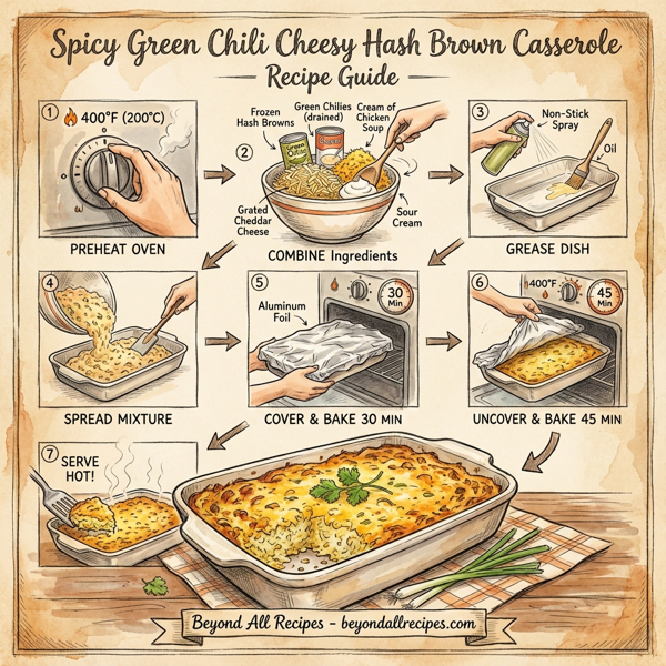 Spicy Green Chili Cheesy Hash Brown Casserole instructions