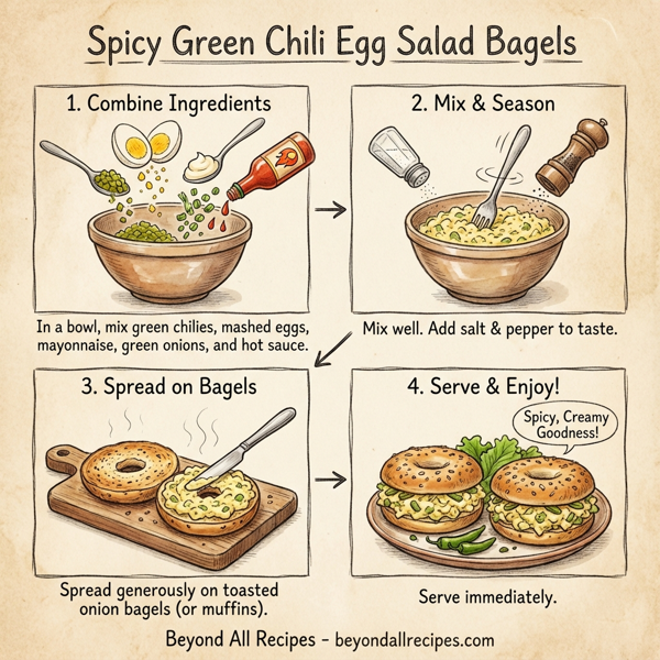 Spicy Green Chili Egg Salad Bagels instructions
