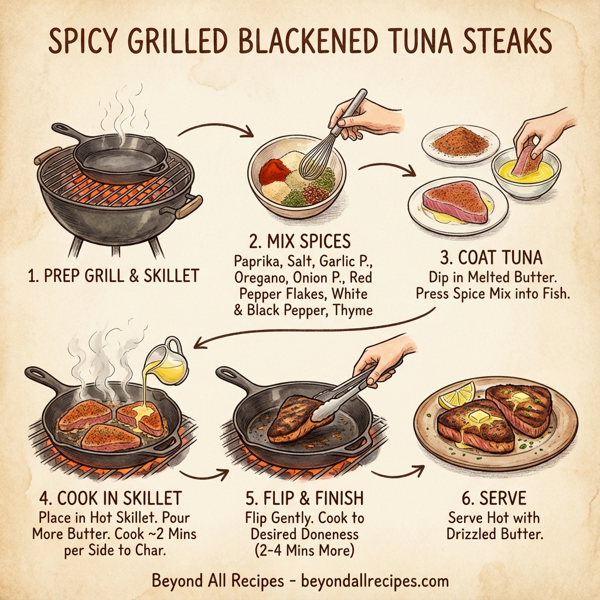 Spicy Grilled Blackened Tuna Steaks instructions
