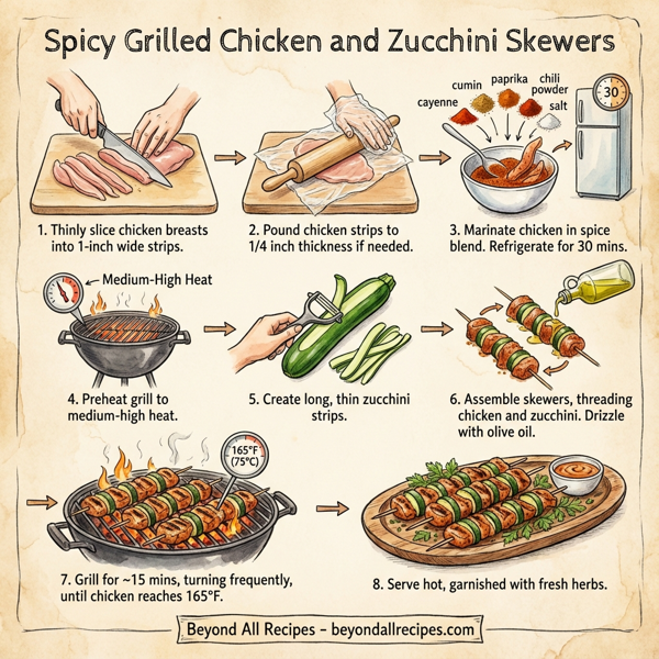 Spicy Grilled Chicken and Zucchini Skewers instructions