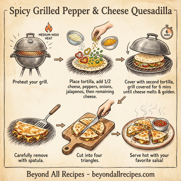 Spicy Grilled Pepper & Cheese Quesadilla instructions