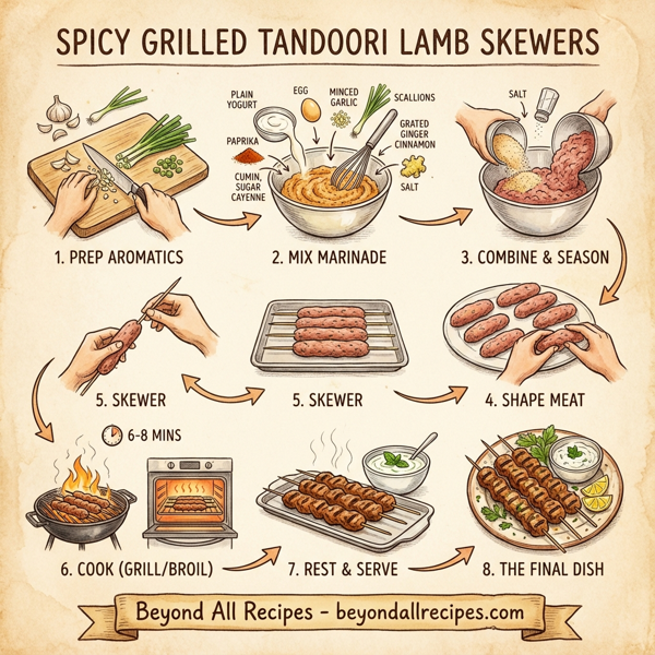Spicy Grilled Tandoori Lamb Skewers instructions
