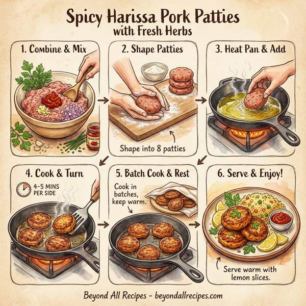 Spicy Harissa Pork Patties with Fresh Herbs instructions
