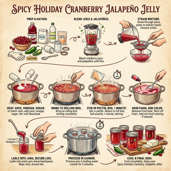 Spicy Holiday Cranberry Jalapeño Jelly instructions