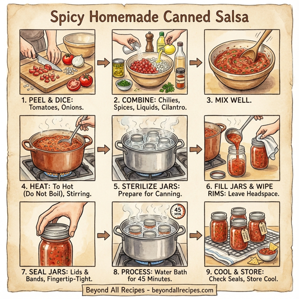 Spicy Homemade Canned Salsa instructions