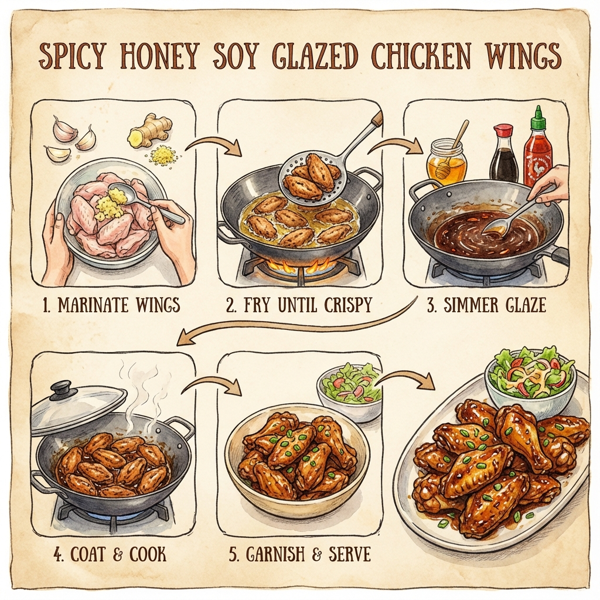 Spicy Honey Soy Glazed Chicken Wings instructions