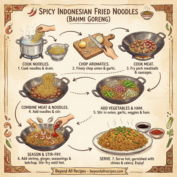 Spicy Indonesian Fried Noodles (Bahmi Goreng) instructions