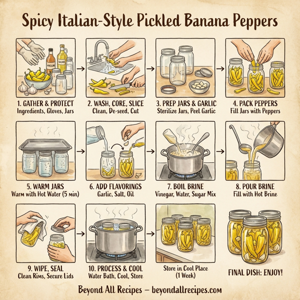 Spicy Italian-Style Pickled Banana Peppers instructions