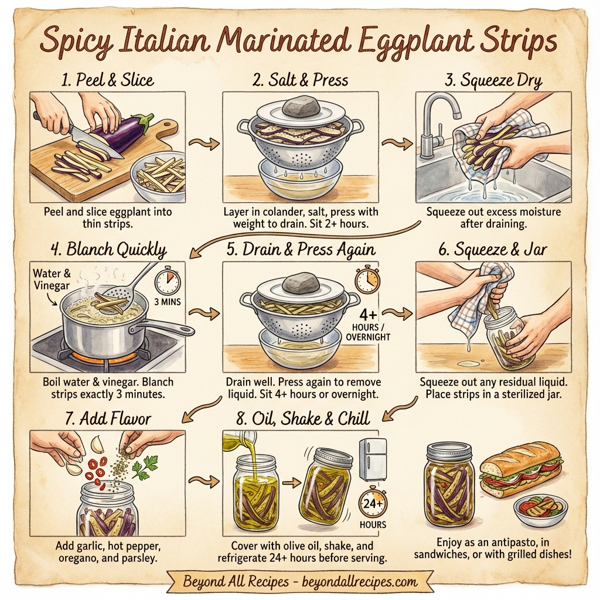 Spicy Italian Marinated Eggplant Strips instructions
