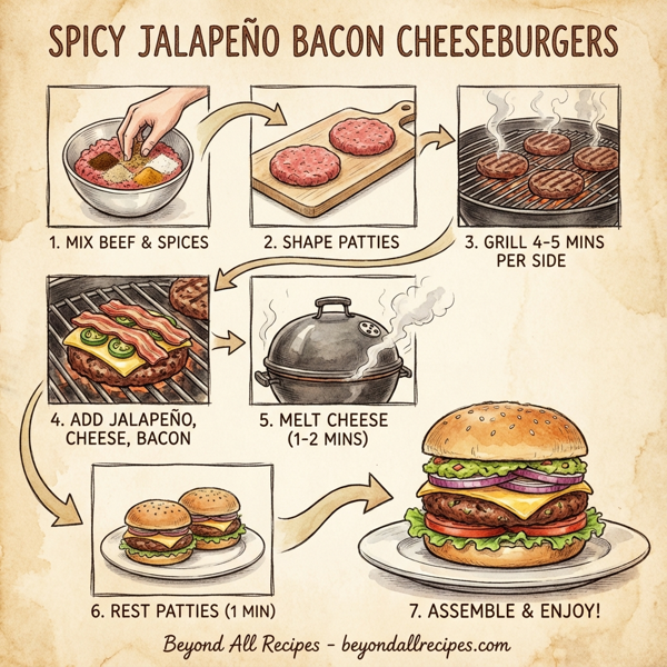 Spicy Jalapeño Bacon Cheeseburgers instructions
