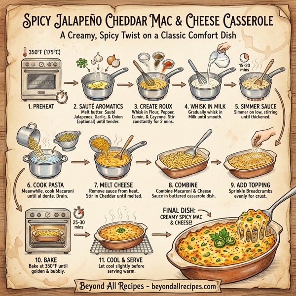 Spicy Jalapeno Cheddar Mac & Cheese Casserole instructions