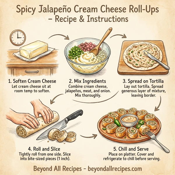 Spicy Jalapeño Cream Cheese Roll-Ups instructions