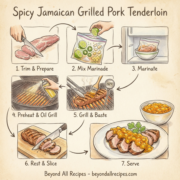 Spicy Jamaican Grilled Pork Tenderloin with Mango Chutney instructions