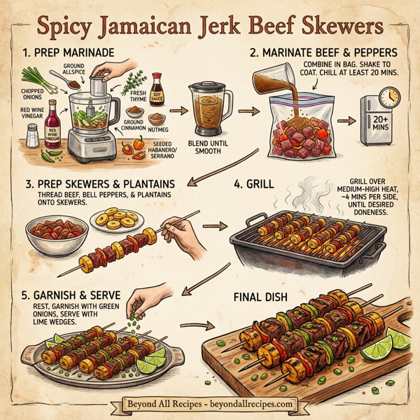 Spicy Jamaican Jerk Beef Skewers instructions