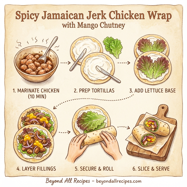 Spicy Jamaican Jerk Chicken Wrap with Mango Chutney instructions