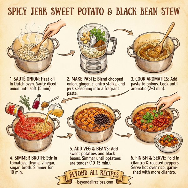 Spicy Jerk Sweet Potato & Black Bean Stew instructions