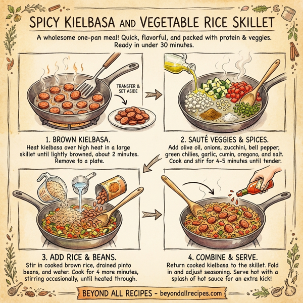 Spicy Kielbasa and Vegetable Rice Skillet instructions