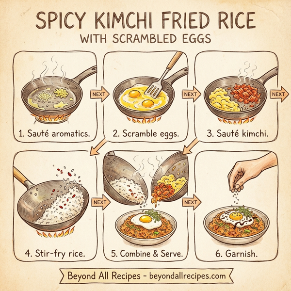 Spicy Kimchi Fried Rice with Scrambled Eggs instructions