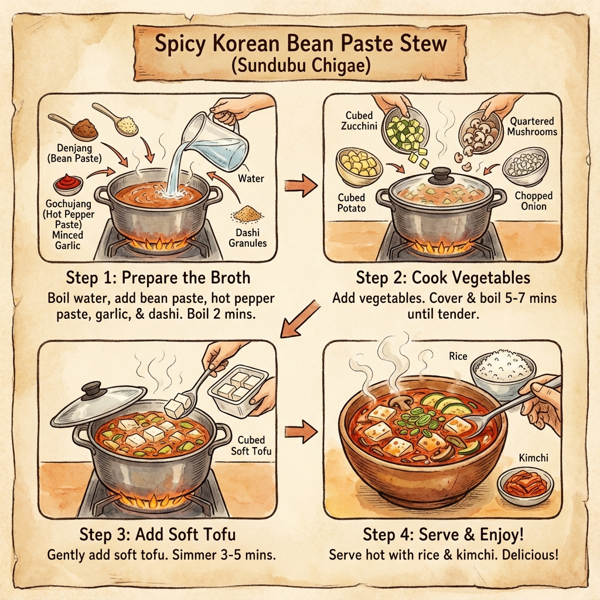 Spicy Korean Bean Paste Stew (Sundubu Chigae) instructions