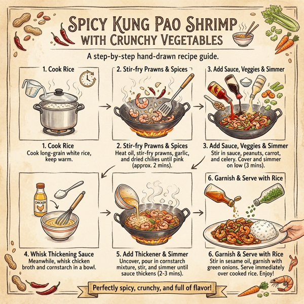 Spicy Kung Pao Shrimp with Crunchy Vegetables instructions
