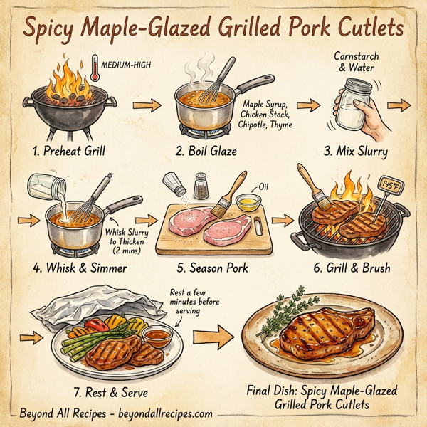 Spicy Maple-Glazed Grilled Pork Cutlets instructions