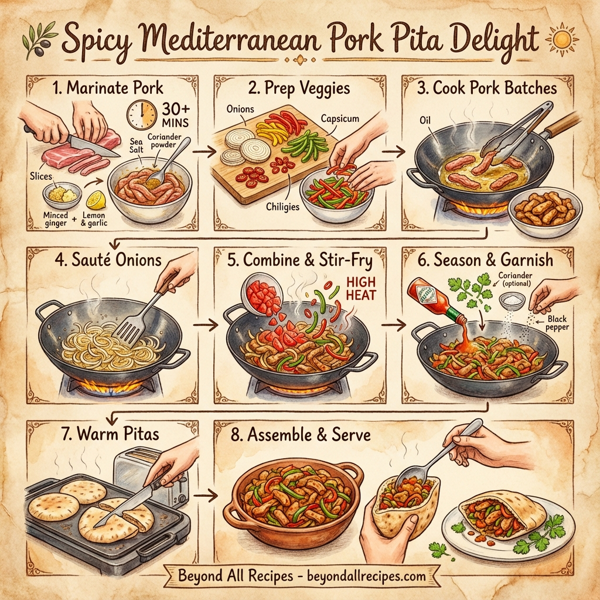 Spicy Mediterranean Pork Pita Delight instructions