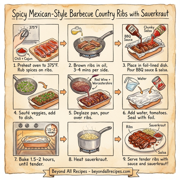 Spicy Mexican-Style Barbecue Country Ribs with Sauerkraut instructions