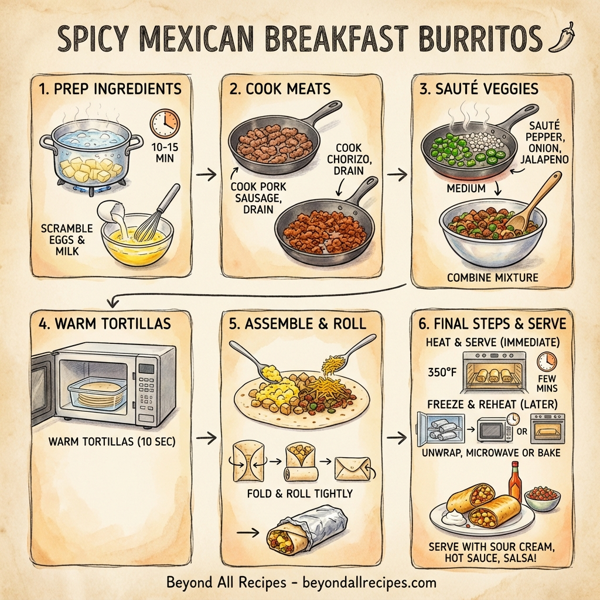 Spicy Mexican Breakfast Burritos instructions
