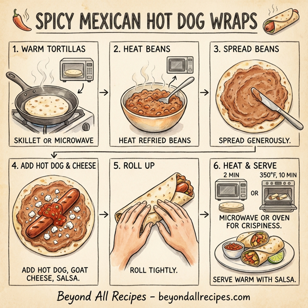 Spicy Mexican Hot Dog Wraps instructions