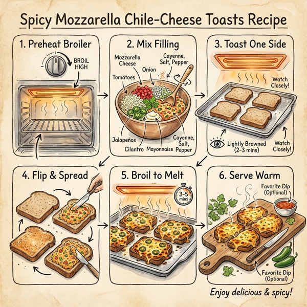 Spicy Mozzarella Chile-Cheese Toasts instructions