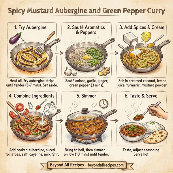 Spicy Mustard Aubergine and Green Pepper Curry instructions