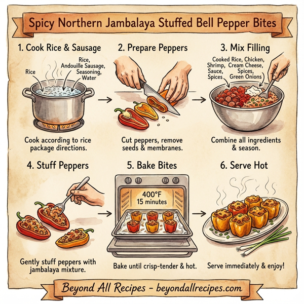Spicy Northern Jambalaya Stuffed Bell Pepper Bites instructions