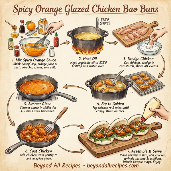 Spicy Orange Glazed Chicken Bao Buns instructions