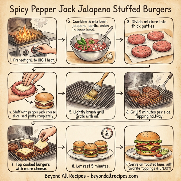 Spicy Pepper Jack Jalapeno Stuffed Burgers instructions