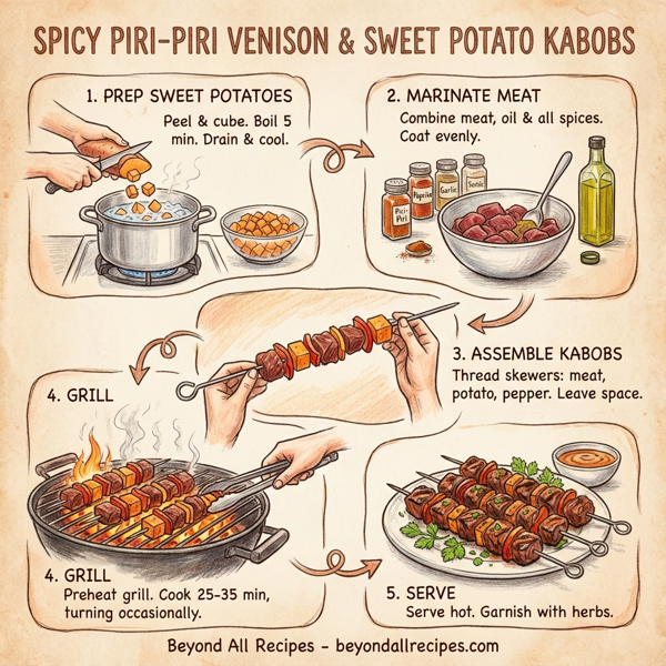 Spicy Piri-Piri Venison and Sweet Potato Kabobs instructions