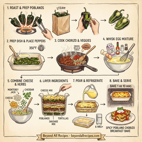 Spicy Poblano Chorizo Breakfast Bake instructions