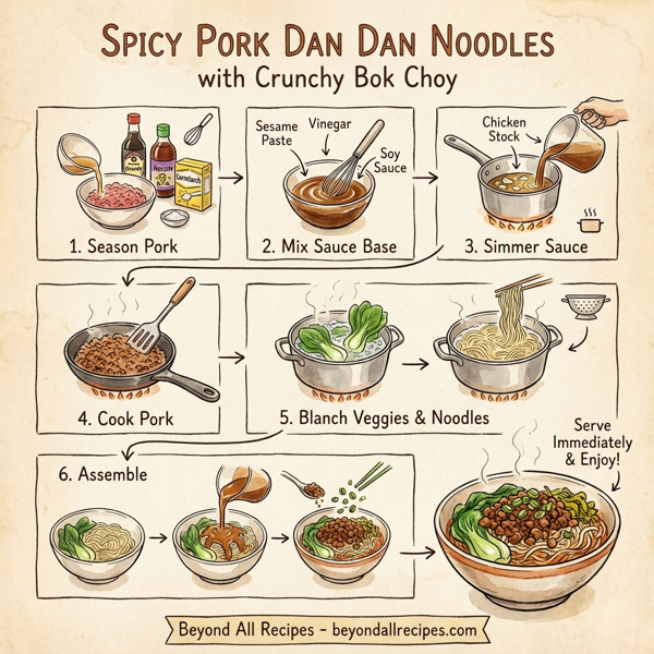 Spicy Pork Dan Dan Noodles with Crunchy Bok Choy instructions