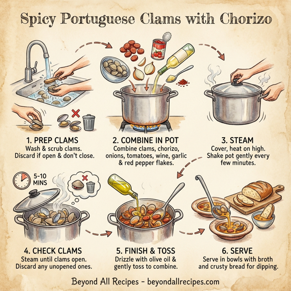 Spicy Portuguese Clams with Chorizo instructions