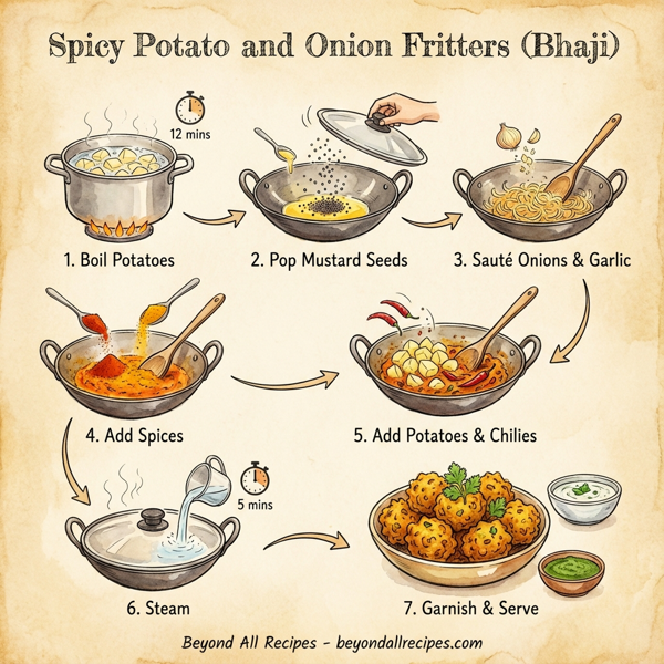 Spicy Potato and Onion Fritters (Bhaji) instructions